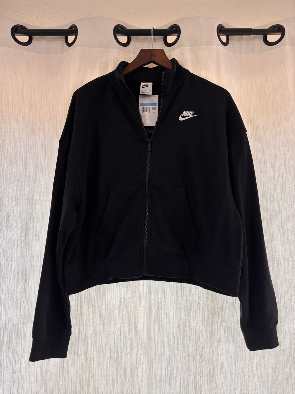 Nike Black Full-Zip Hoodie with White Swoosh